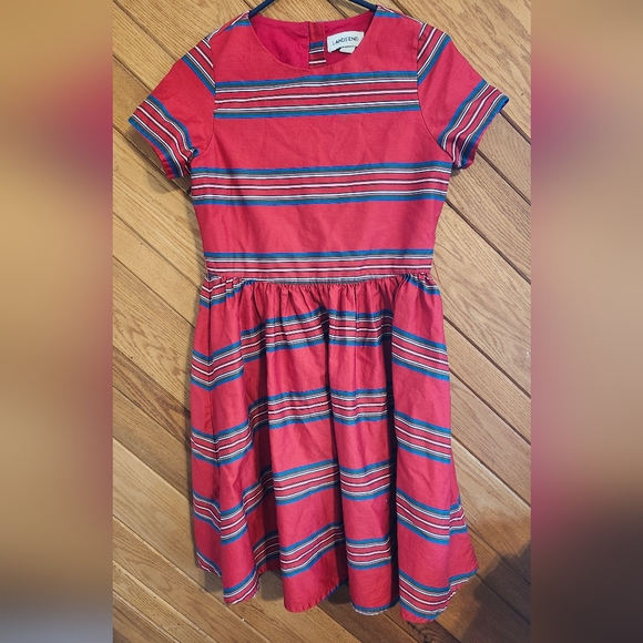 Land's End Red Striped Modest Holiday Kids Dress Size 16 - Picture 1 of 12